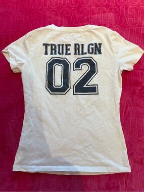 True Religion White V-Neck Tee